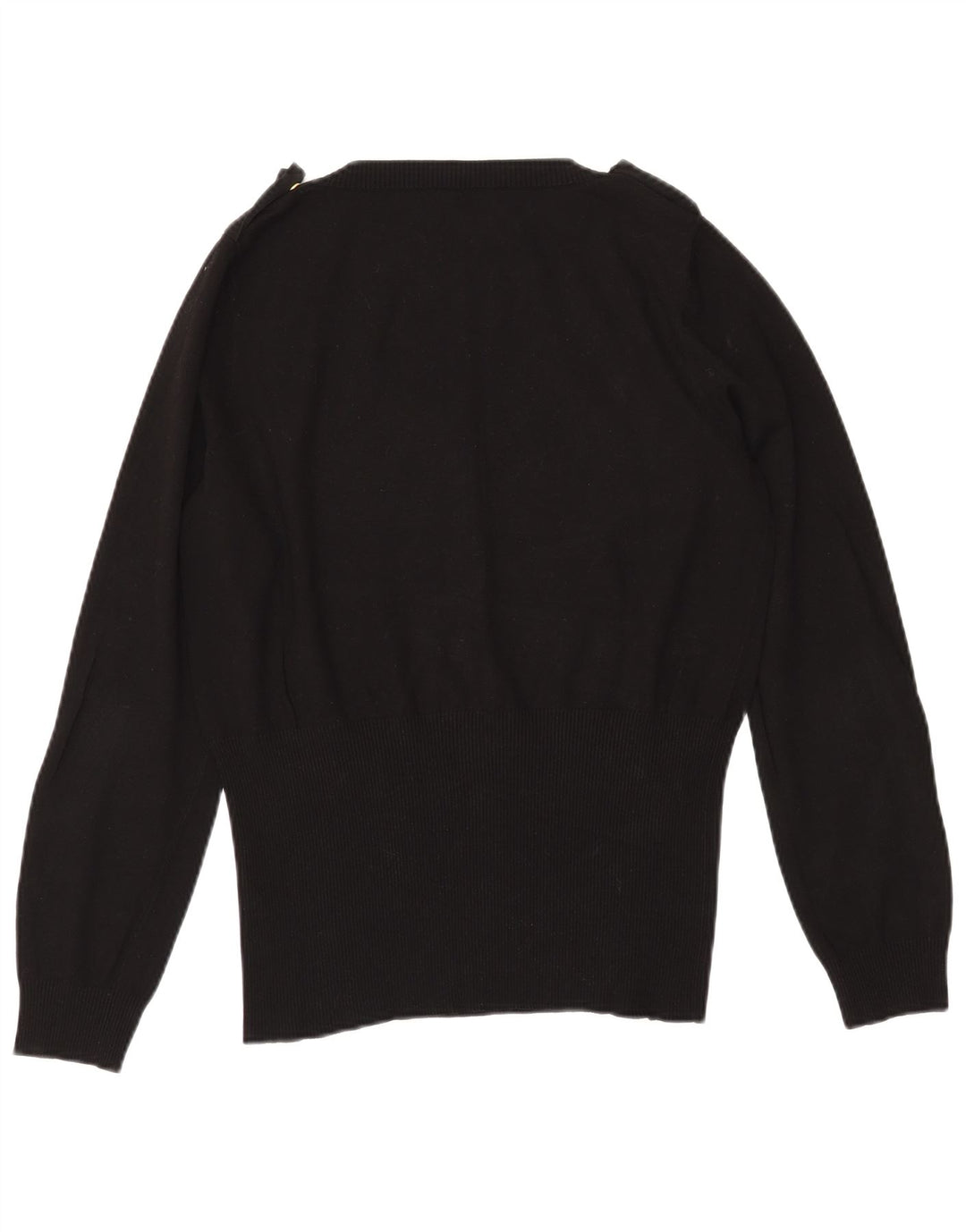 MARELLA Damski sweter wojskowy z dekoltem w kształcie litery V UK 20 2XL Czarna wiskoza