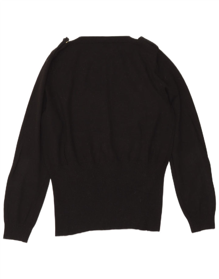 MARELLA Damski sweter wojskowy z dekoltem w kształcie litery V UK 20 2XL Czarna wiskoza