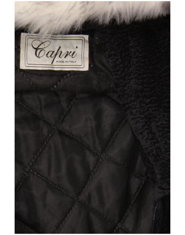 Vintage damski płaszcz z kapturem oversize UK 18 XL granatowy poliester