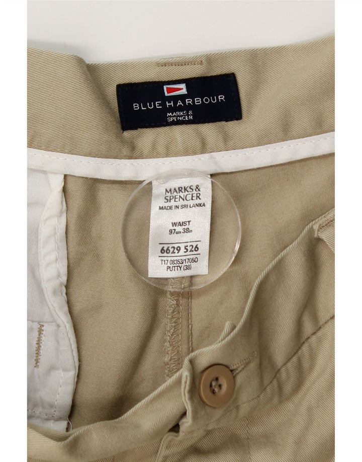 MARKS & SPENCER Męskie niebieskie spodenki cargo Harbour W38 XL, beżowa bawełna