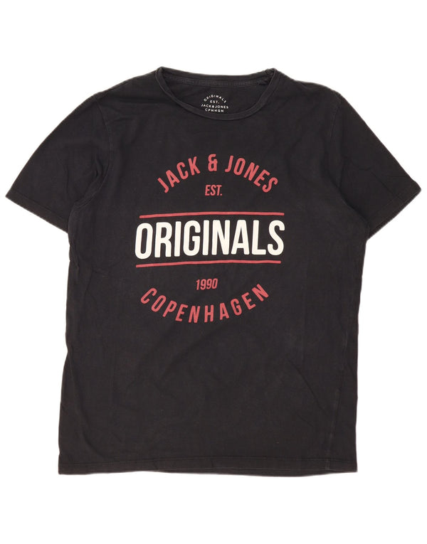 JACK & JONES Męski oryginalny T-shirt z grafiką, góra XL, czarna, bawełniana