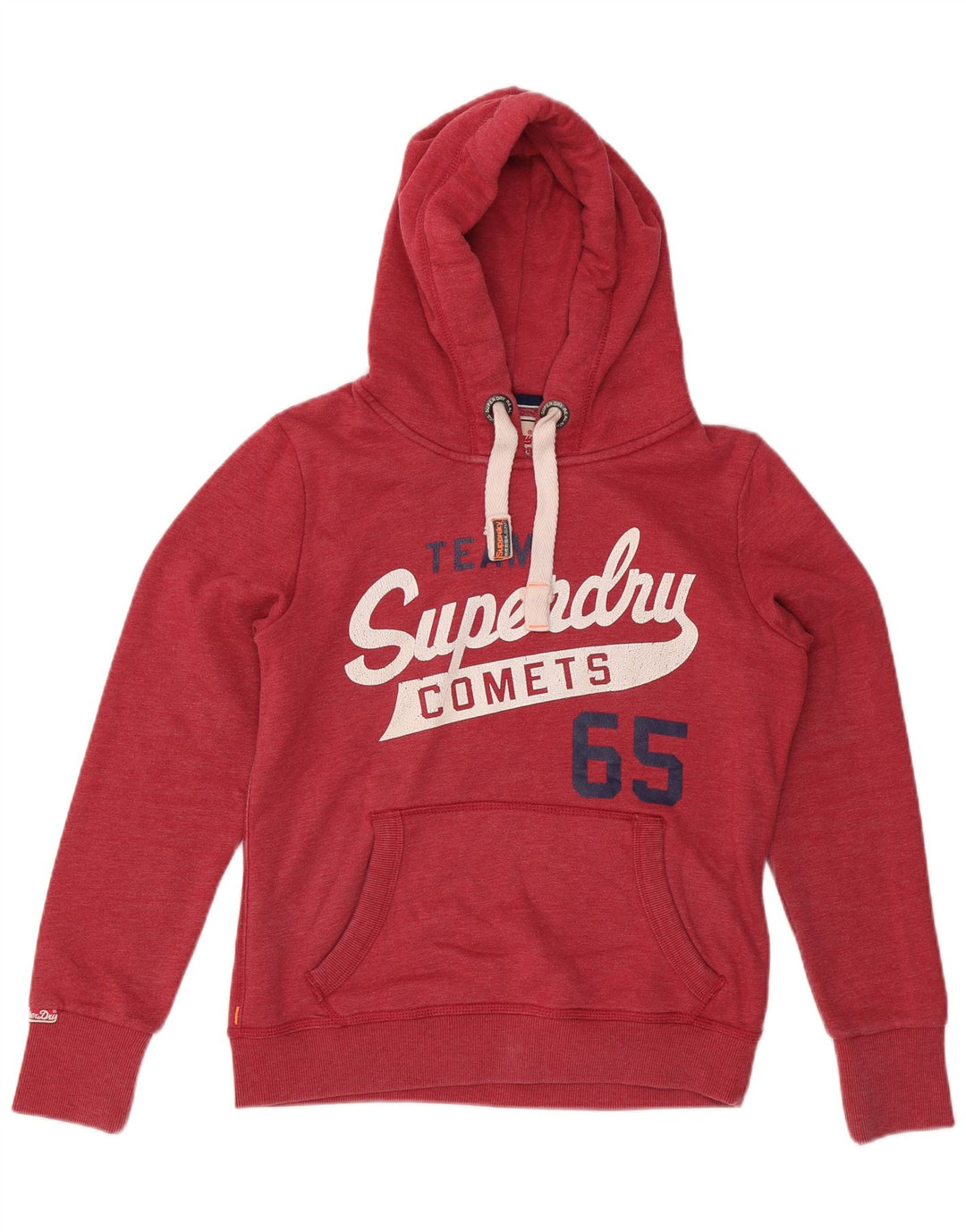 SUPERDRY Damski sweter z kapturem z grafiką UK 16, duży, czerwony, bawełniany
