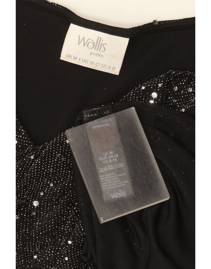 Damska bluzka bez rękawów Wallis UK 14, średni czarny nylon w kropki