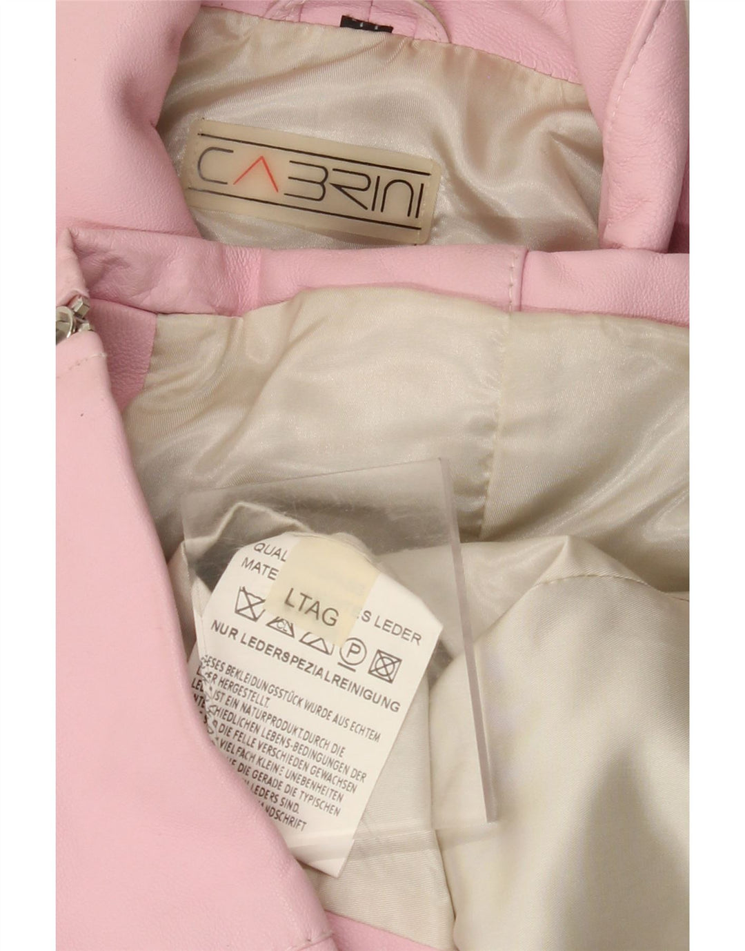 Damska kurtka skórzana CABRINI UK 16, duża różowa skóra