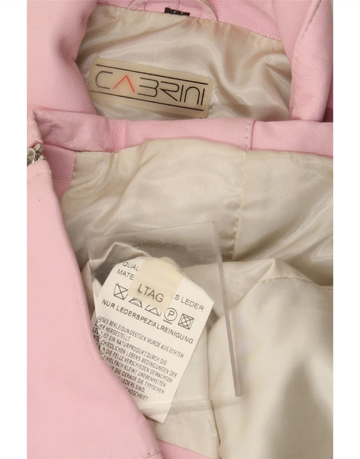 Damska kurtka skórzana CABRINI UK 16, duża różowa skóra