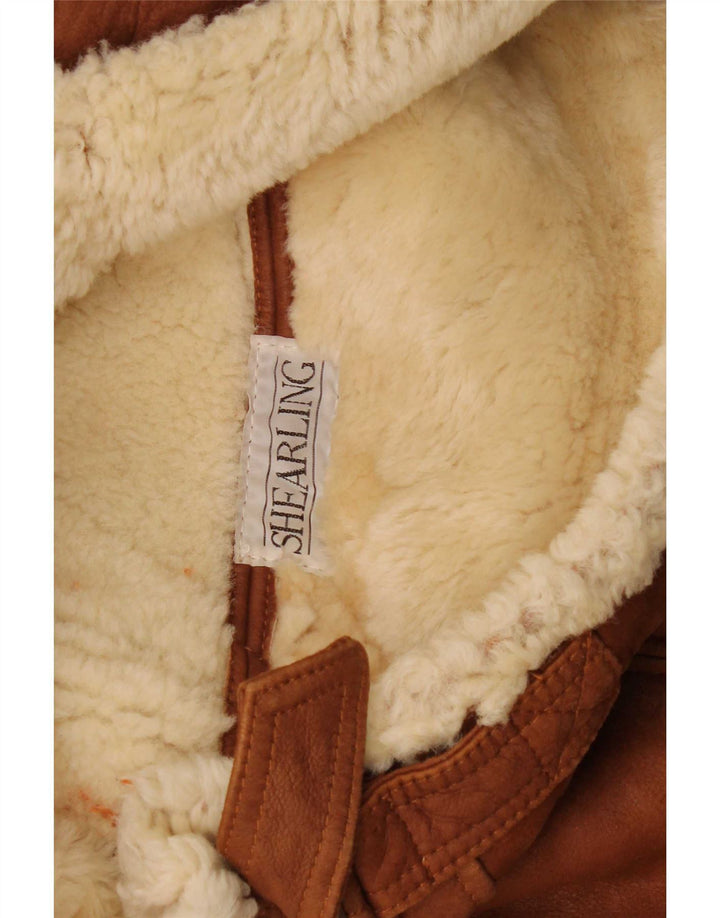 Męska kurtka shearling vintage UK 40 Large Brown