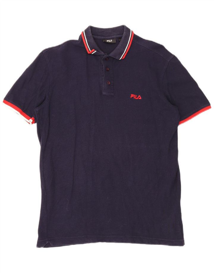 Męska koszulka polo FILA, średnia, granatowa, bawełniana