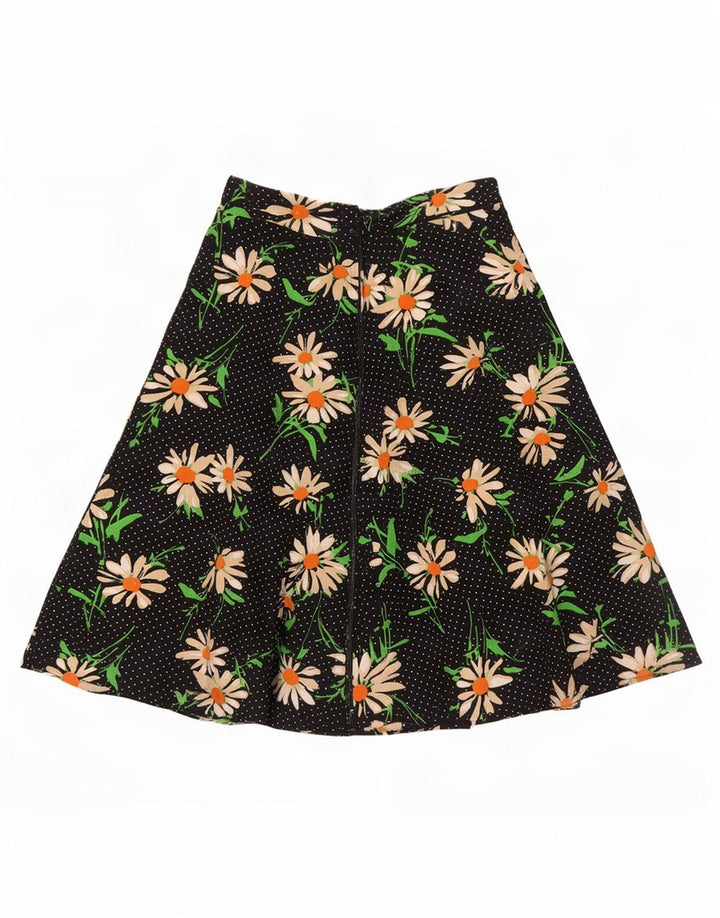 Vintage damska spódnica w kształcie litery A IT 42 Medium W28 Black Floral