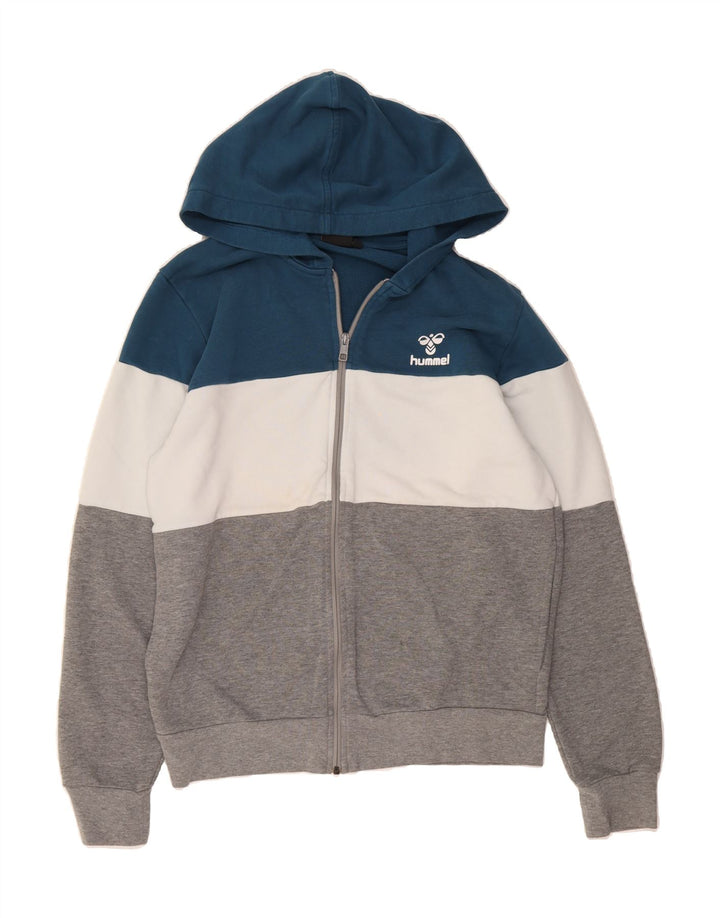 HUMMEL Womens Zip Hoodie Sweater UK 16 Large Multicoloured Colourblock Vintage Hummel and Second-Hand Hummel from Messina Hembry 