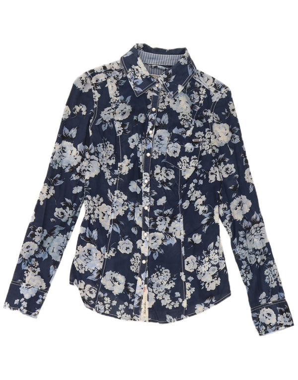 Koszula damska Guess UK 10, mała, granatowa, bawełniana w kwiaty
