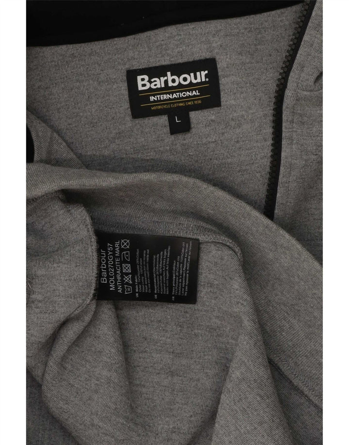 Męski sweter z kapturem i zamkiem błyskawicznym Barbour, duży, szary poliester
