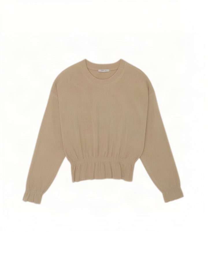 Damski top oversize Zara z długim rękawem, UK 10, mały, beżowy poliester