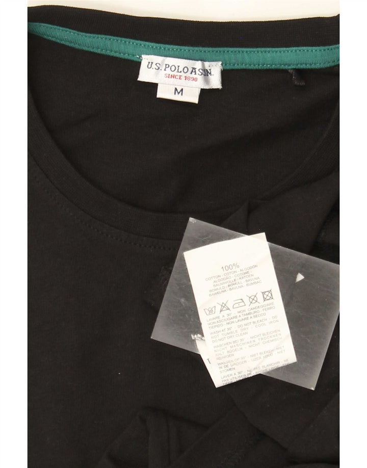 US Polo Assn. Męski graficzny top z długim rękawem, średnio czarny, bawełniany