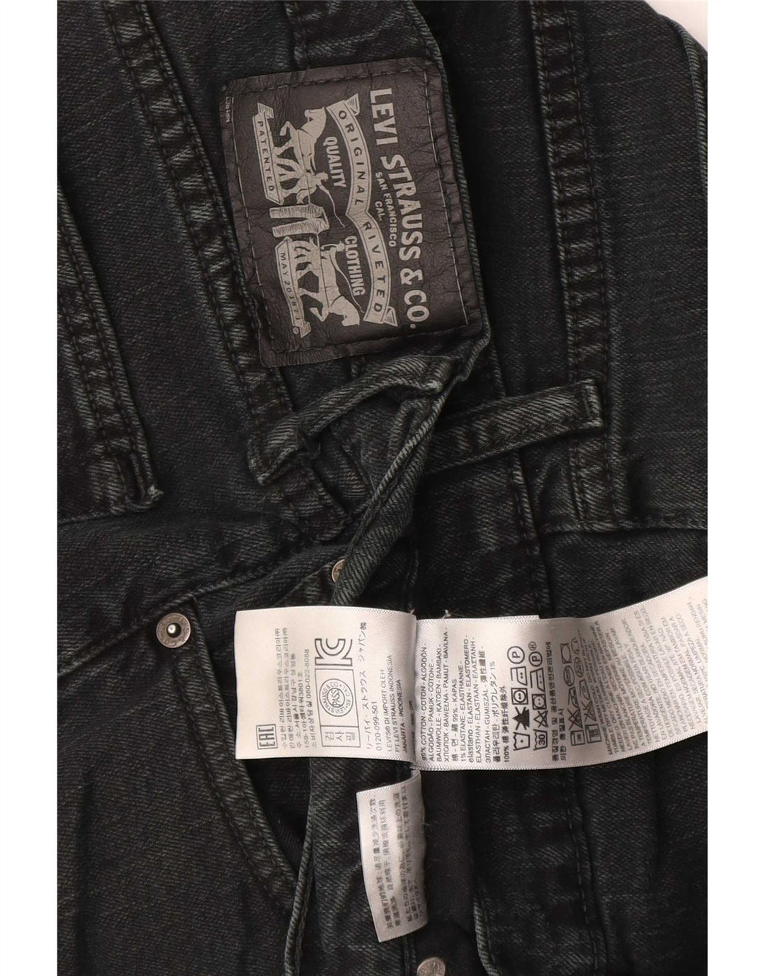 Męskie proste dżinsy Levi's W34 L30 Czarna bawełna