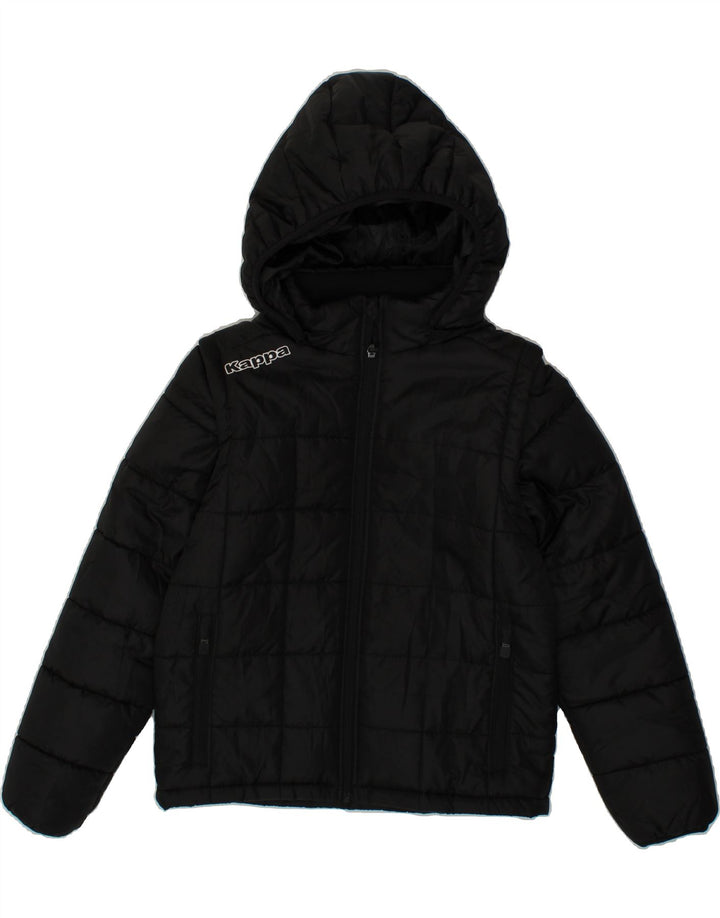 KAPPA Boys Hooded Padded Jacket 11-12 Years Black Polyester Vintage Kappa and Second-Hand Kappa from Messina Hembry 
