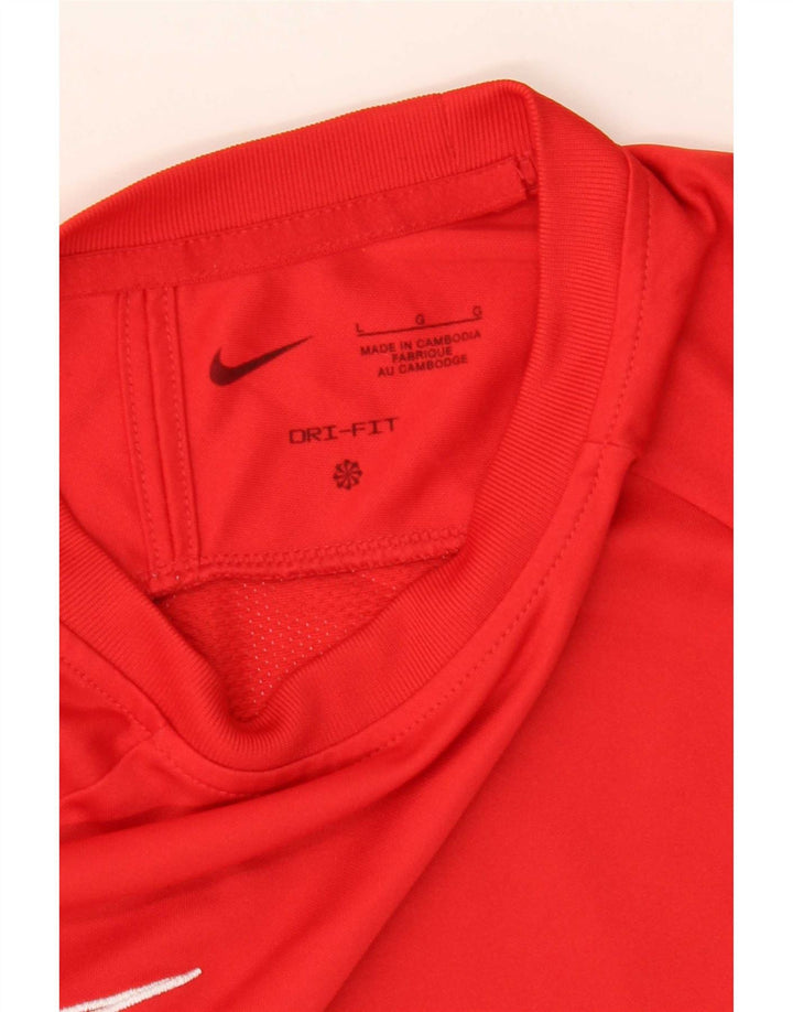 Męski T-shirt Nike Dri Fit Top, duży, czerwony, z blokami kolorów