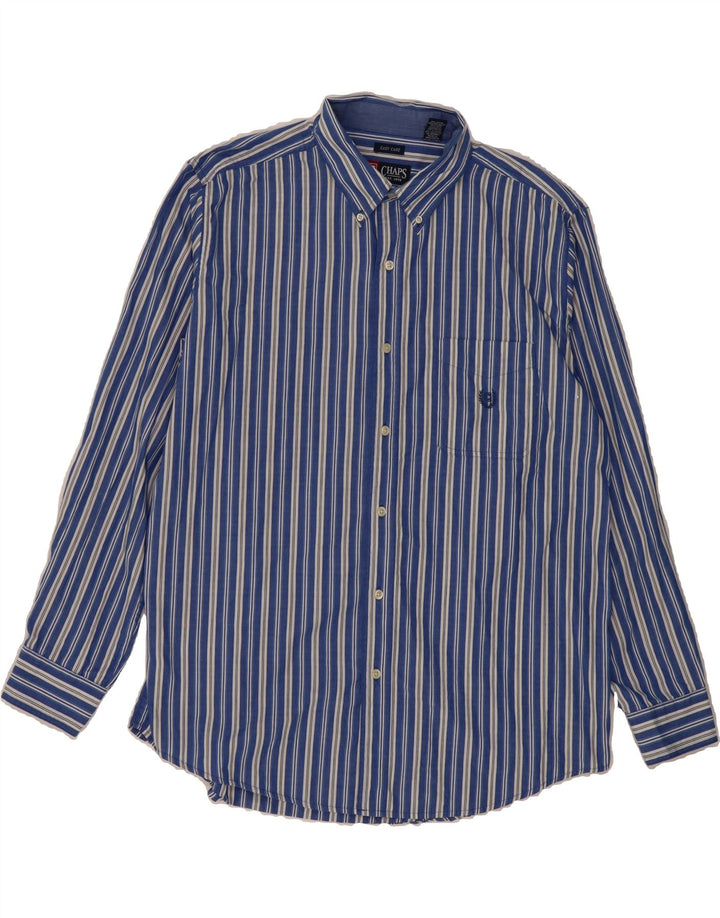 CHAPS Mens Easy Care Shirt XL Blue Striped Cotton Vintage Chaps and Second-Hand Chaps from Messina Hembry 