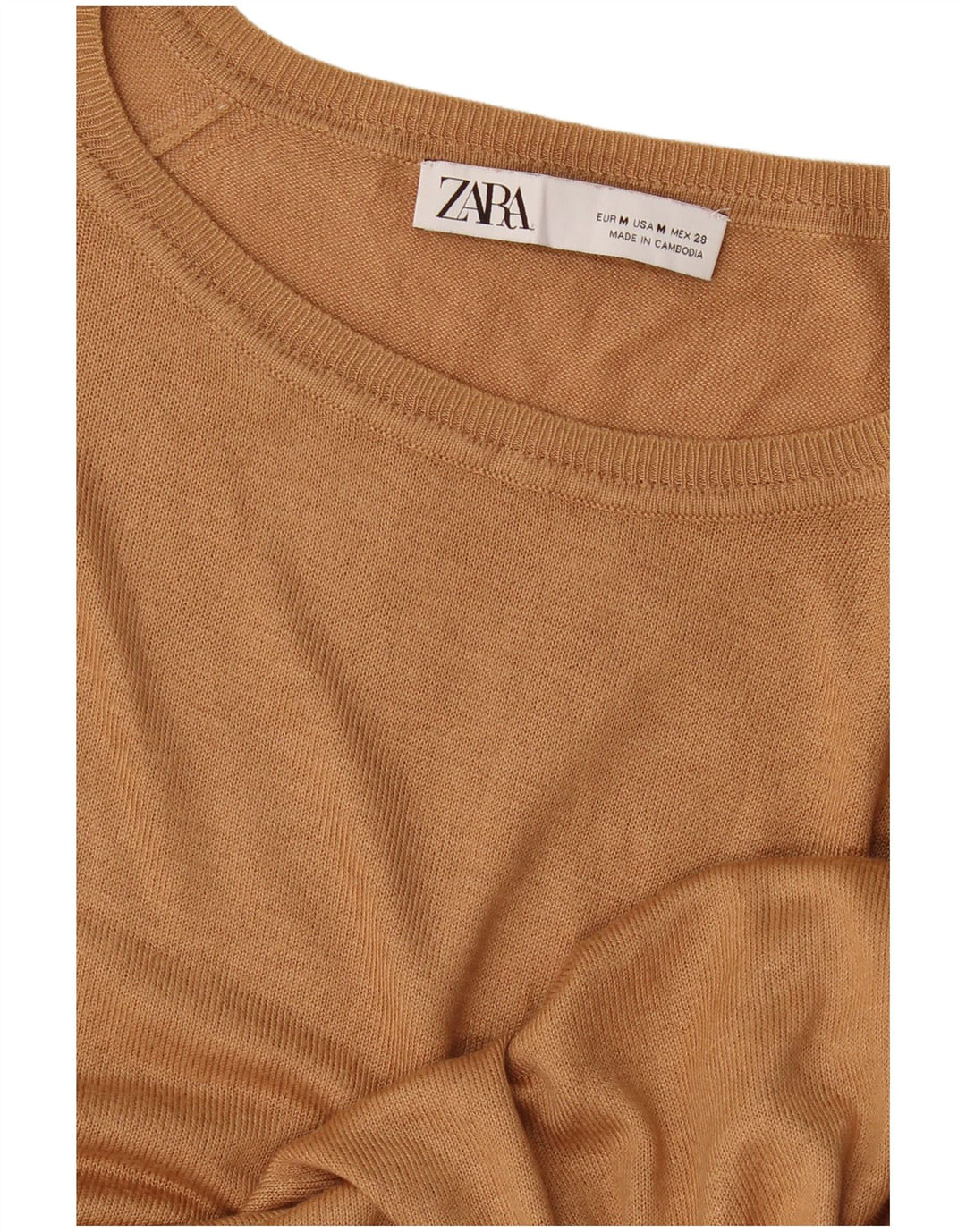 Sweter damski Zara z dekoltem w łódkę UK 14 średni beż