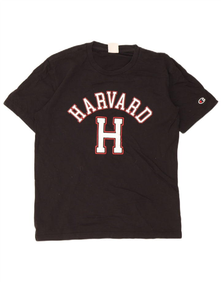 Męska koszulka Champion Harvard Graphic T-shirt Top, średnia, czarna bawełna