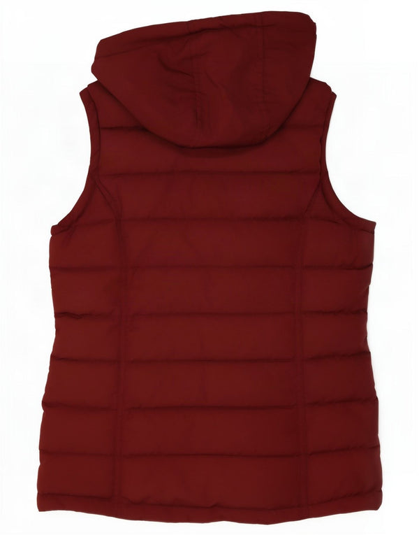 Crew Clothing Damska wyściełana kamizelka z kapturem UK 10, mała, bordowa, poliester