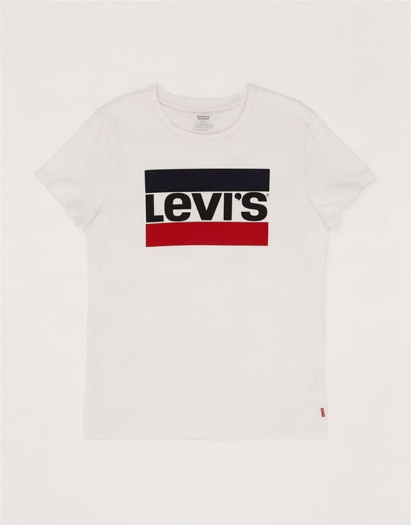 Damska koszulka z grafiką Levi's Top UK 16, duża, biała bawełna