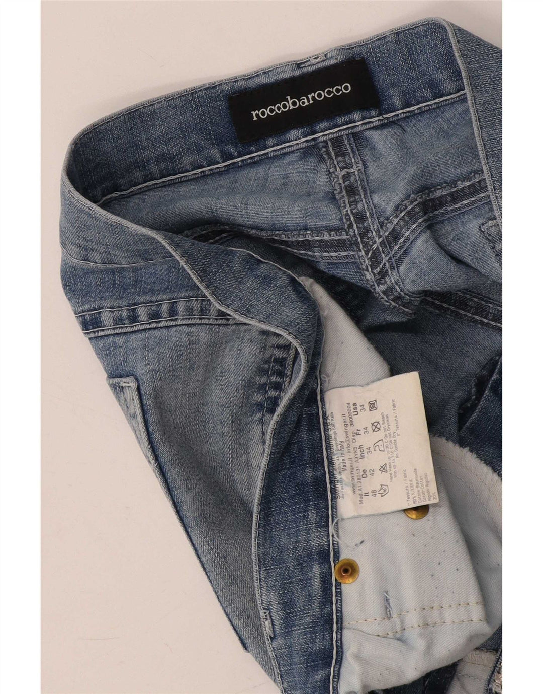 Damskie jeansy proste Roccobarocco W34 L31 Niebieskie bawełniane