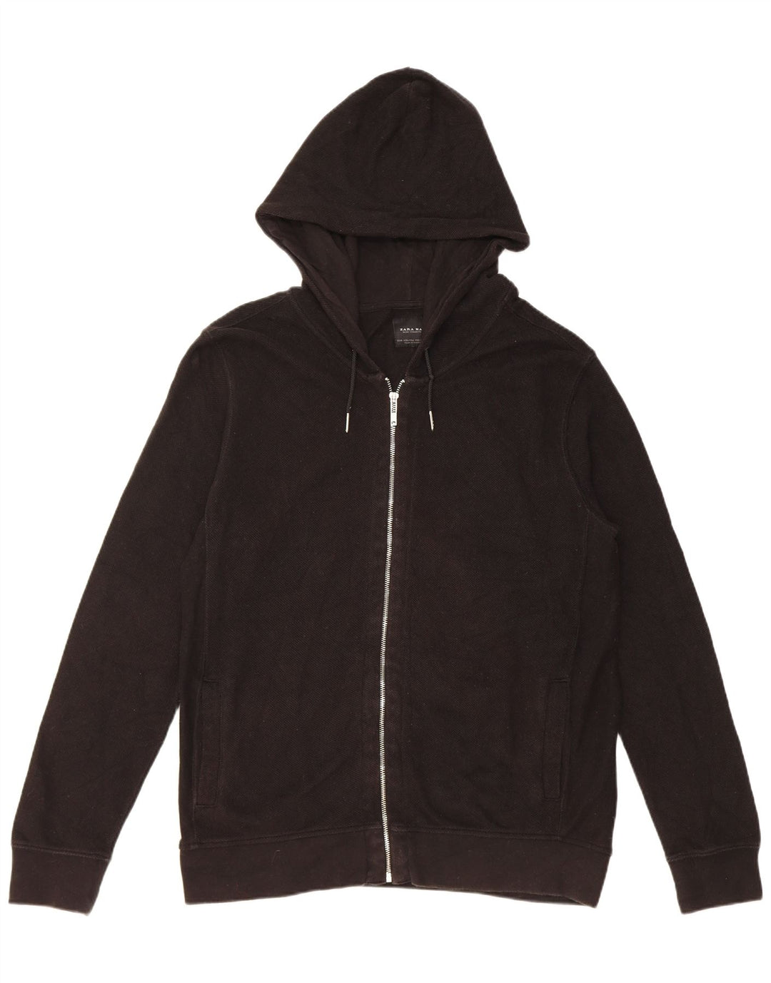 Męski sweter Zara z kapturem i zamkiem, 2XL, czarna bawełna