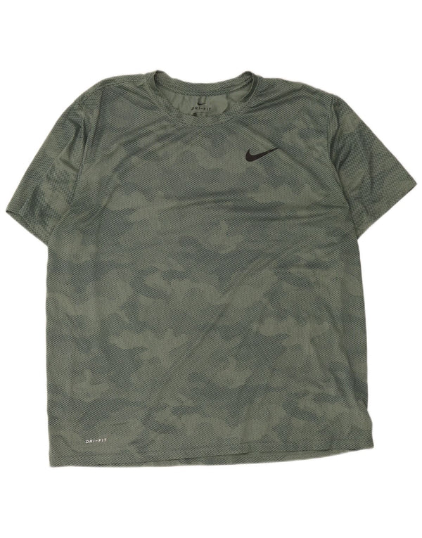 Męski T-shirt Nike Dri Fit Top 2XL Zielony kamuflaż Poliester