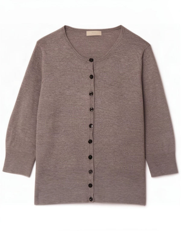 Marks & Spencer Damski sweter rozpinany z rękawem 3/4, UK 16, duży, szary