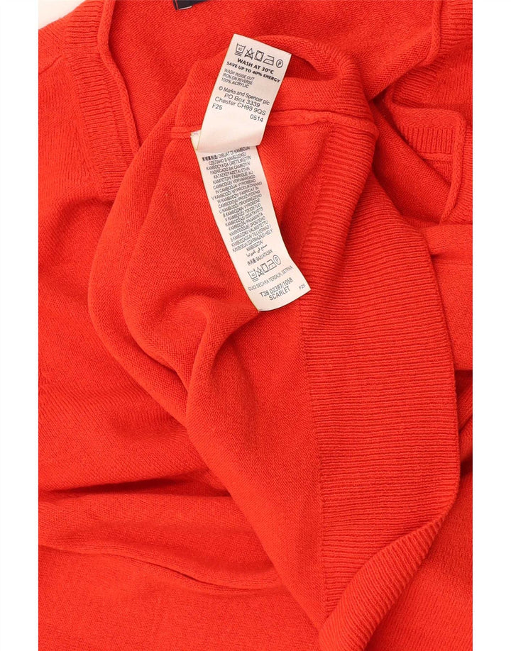 Marks & Spencer Damski sweter z dekoltem w kształcie litery V, UK 8, mały, pomarańczowy, akrylowy