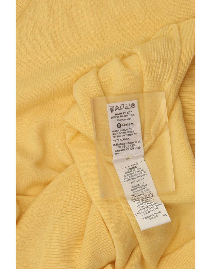 Marks & Spencer Męski sweter z dekoltem w kształcie litery V, średni żółty akryl