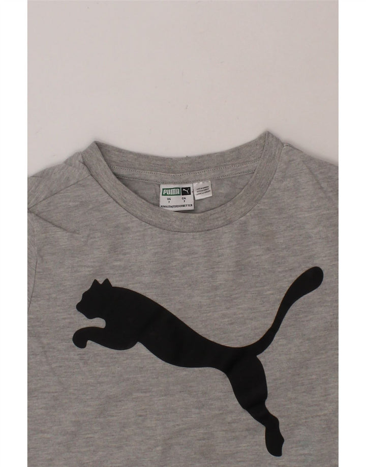 PUMA Boys Graphic T-Shirt Top 6-7 Years Grey Cotton Vintage Puma and Second-Hand Puma from Messina Hembry 