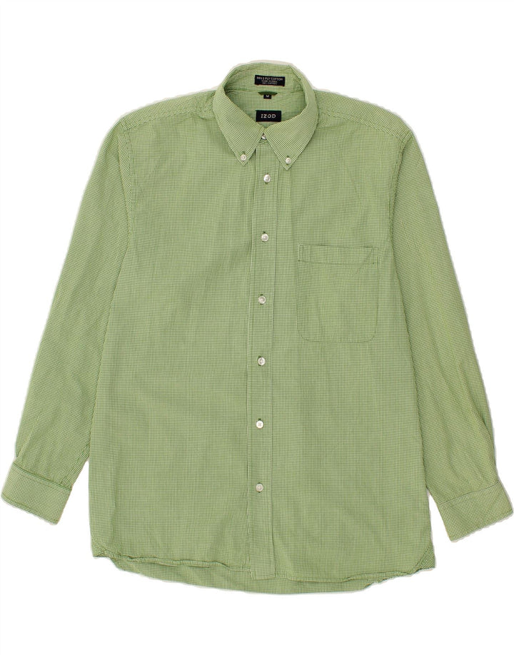 IZOD Mens Shirt Medium Green Gingham Cotton Vintage Izod and Second-Hand Izod from Messina Hembry 