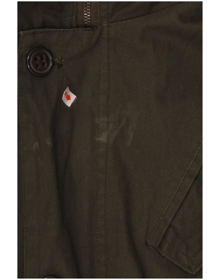 Męska kurtka parka z kapturem VINTAGE UK 40, duża, bawełniana khaki