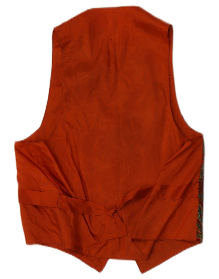 Vintage męska kamizelka mała pomarańczowa paisley