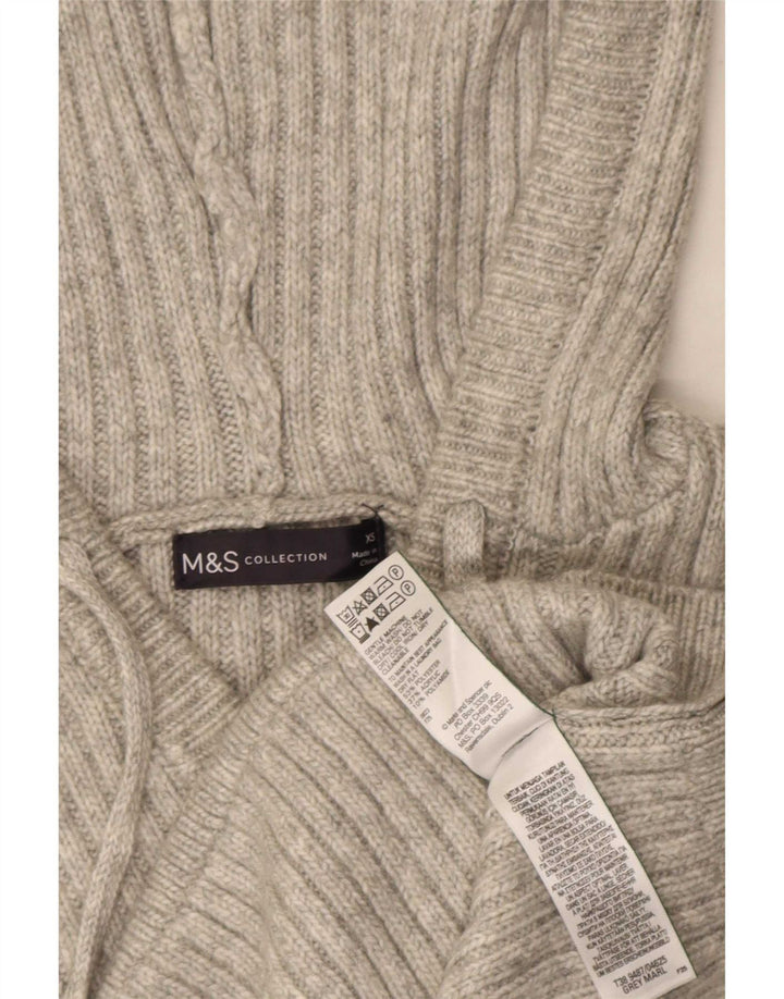Marks & Spencer Damski sweter z kapturem, UK 6 XS, szary poliester