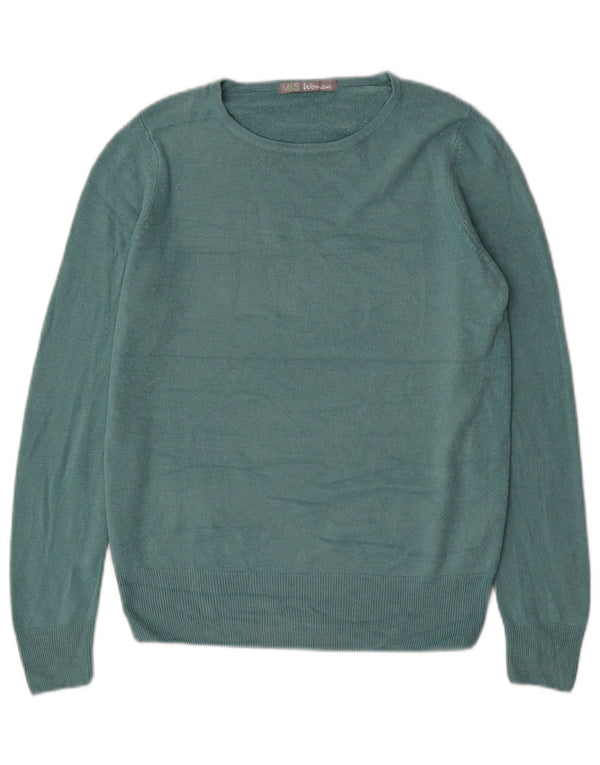 Marks & Spencer Damski sweter z dekoltem w łódkę UK 10 Mały Niebieski Akryl