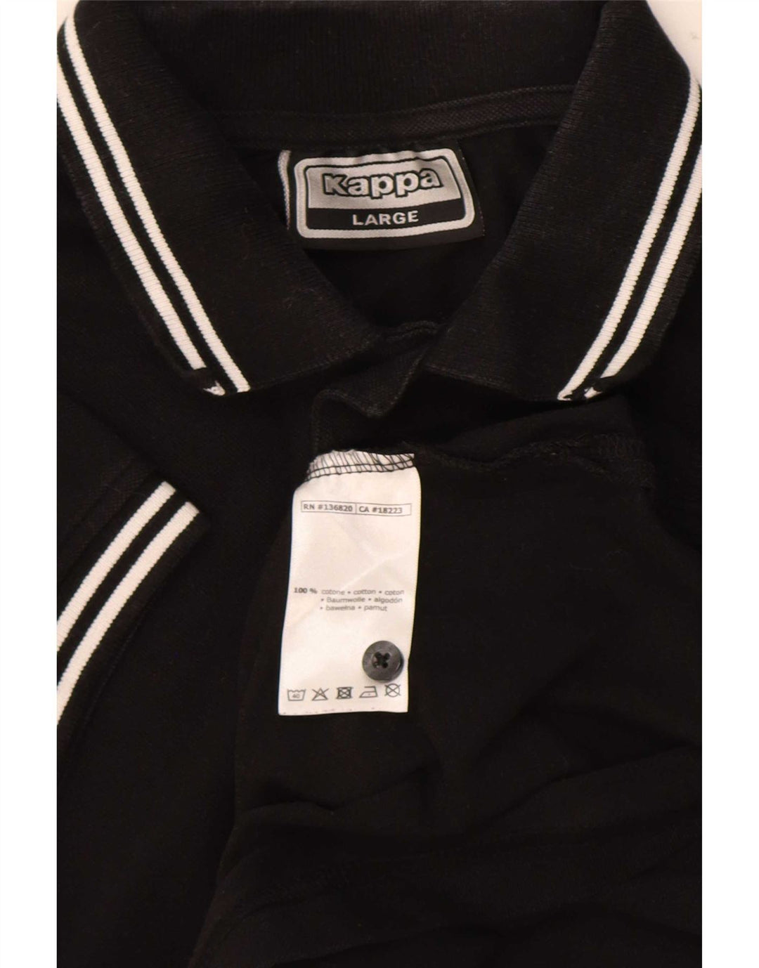 Męska koszulka polo Kappa, duża, czarna, bawełniana w paski