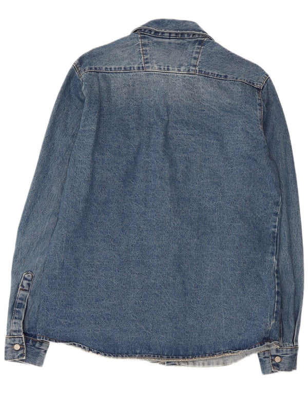 Męska koszula dżinsowa w stylu vintage, duża, niebieska, bawełniana
