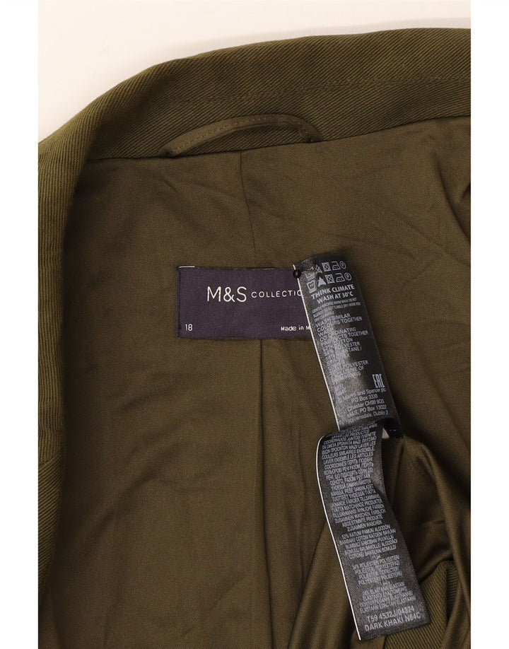 Marks & Spencer Damska marynarka zapinana na 2 guziki, UK 18 XL, bawełna khaki