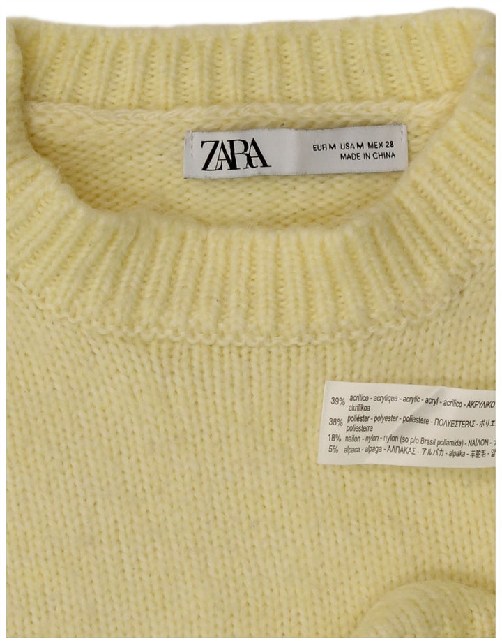 Damski sweter Zara Crop Oversize z okrągłym dekoltem UK 14 Średni żółty