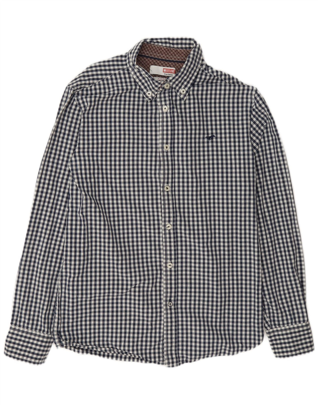 Koszula męska Mustang Slim Fit, średnia, granatowa, bawełniana kratka