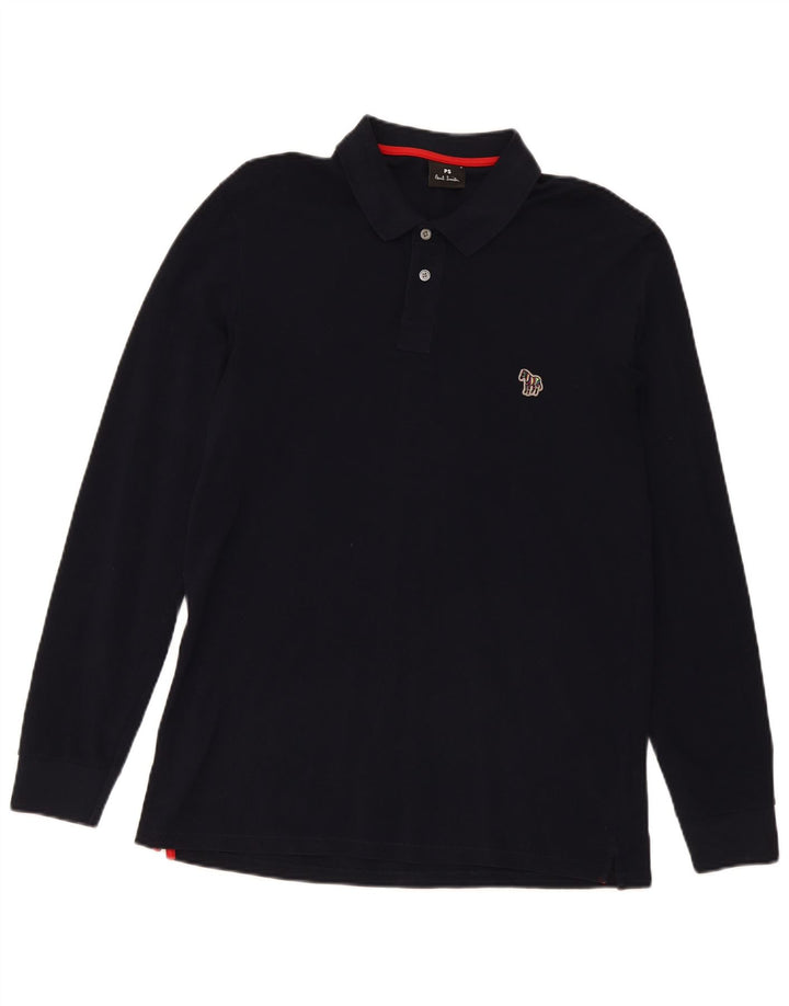 Męska koszulka polo Paul Smith z długim rękawem, średnia, granatowa, bawełniana