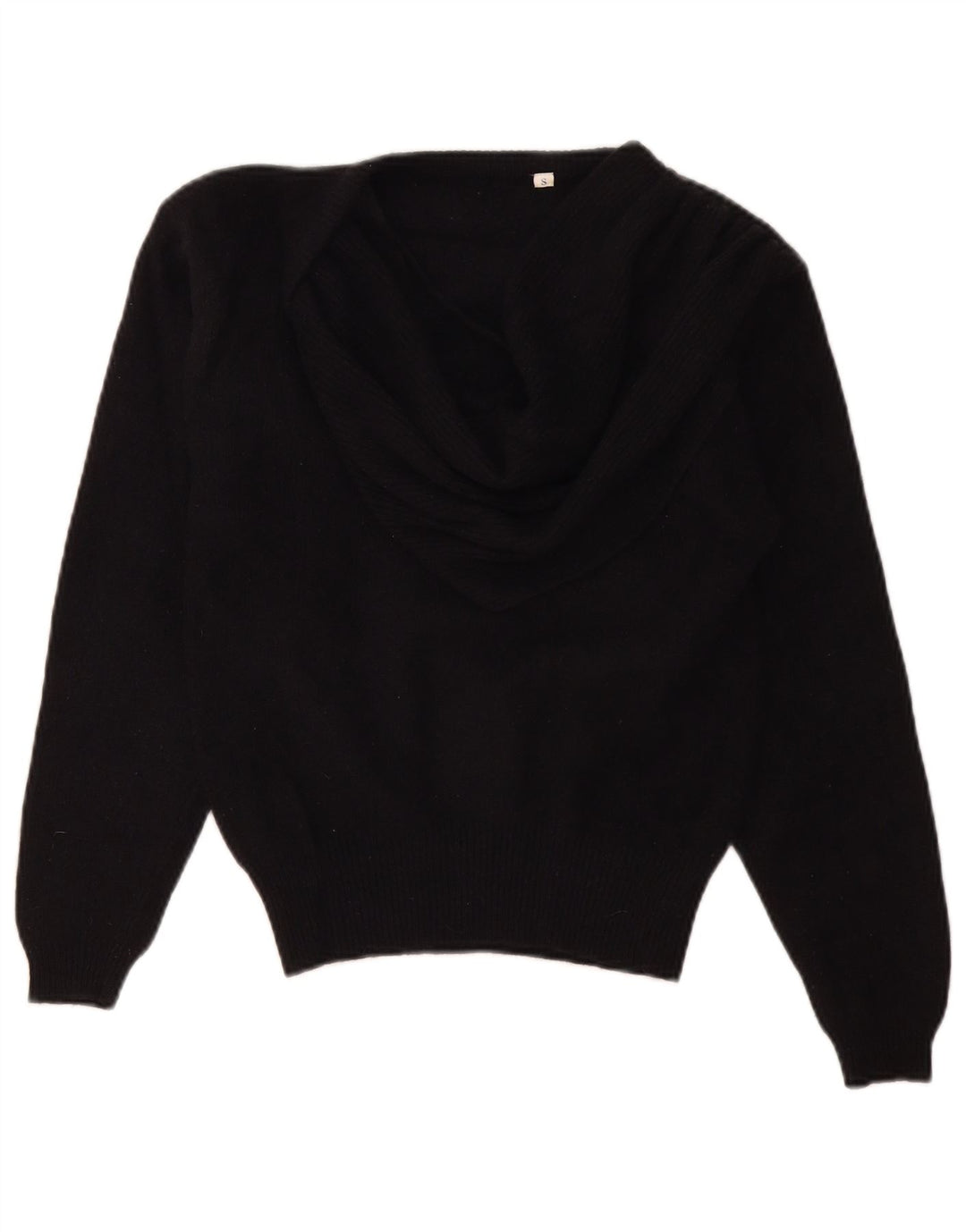 Sweter damski w stylu vintage z dekoltem w kształcie litery V, UK 10, mały czarny