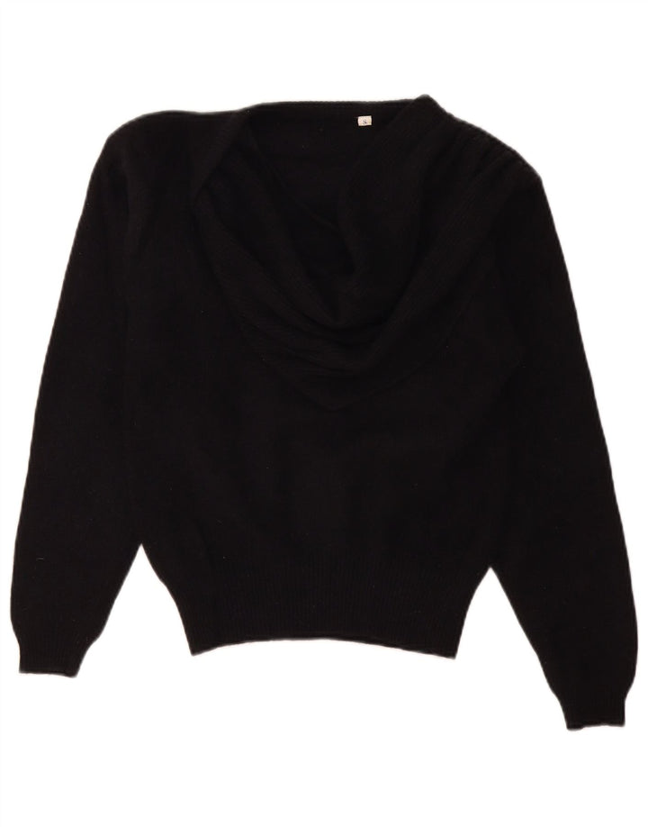 Sweter damski w stylu vintage z dekoltem w kształcie litery V, UK 10, mały czarny