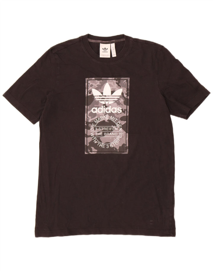 Męska koszulka z grafiką Adidas, średnia, czarna bawełna