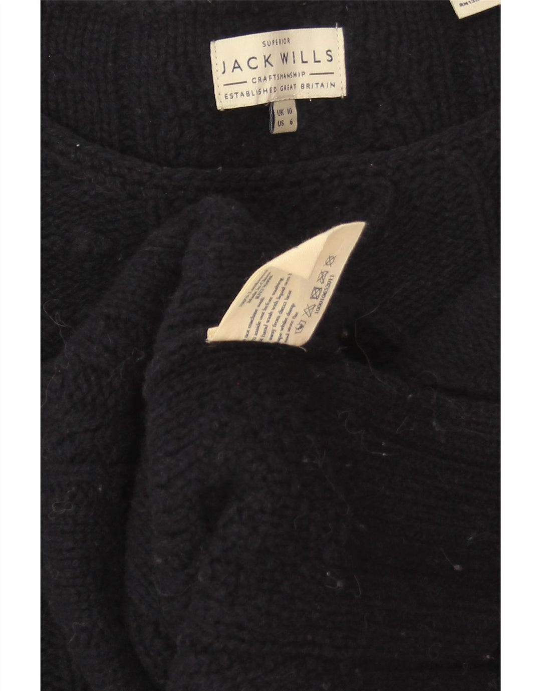 JACK WILLS Damski sweter oversize z dekoltem w łódkę, UK 10, mały, granatowy