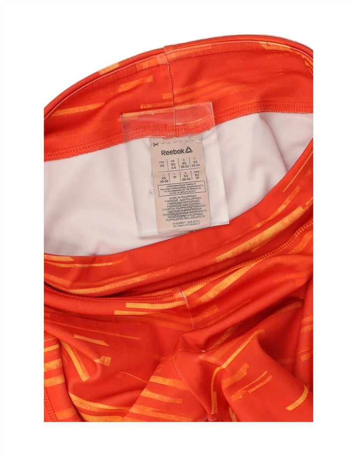 REEBOK Womens Capri Leggings UK 4/6 XS  Orange Striped Polyester Vintage Reebok and Second-Hand Reebok from Messina Hembry 