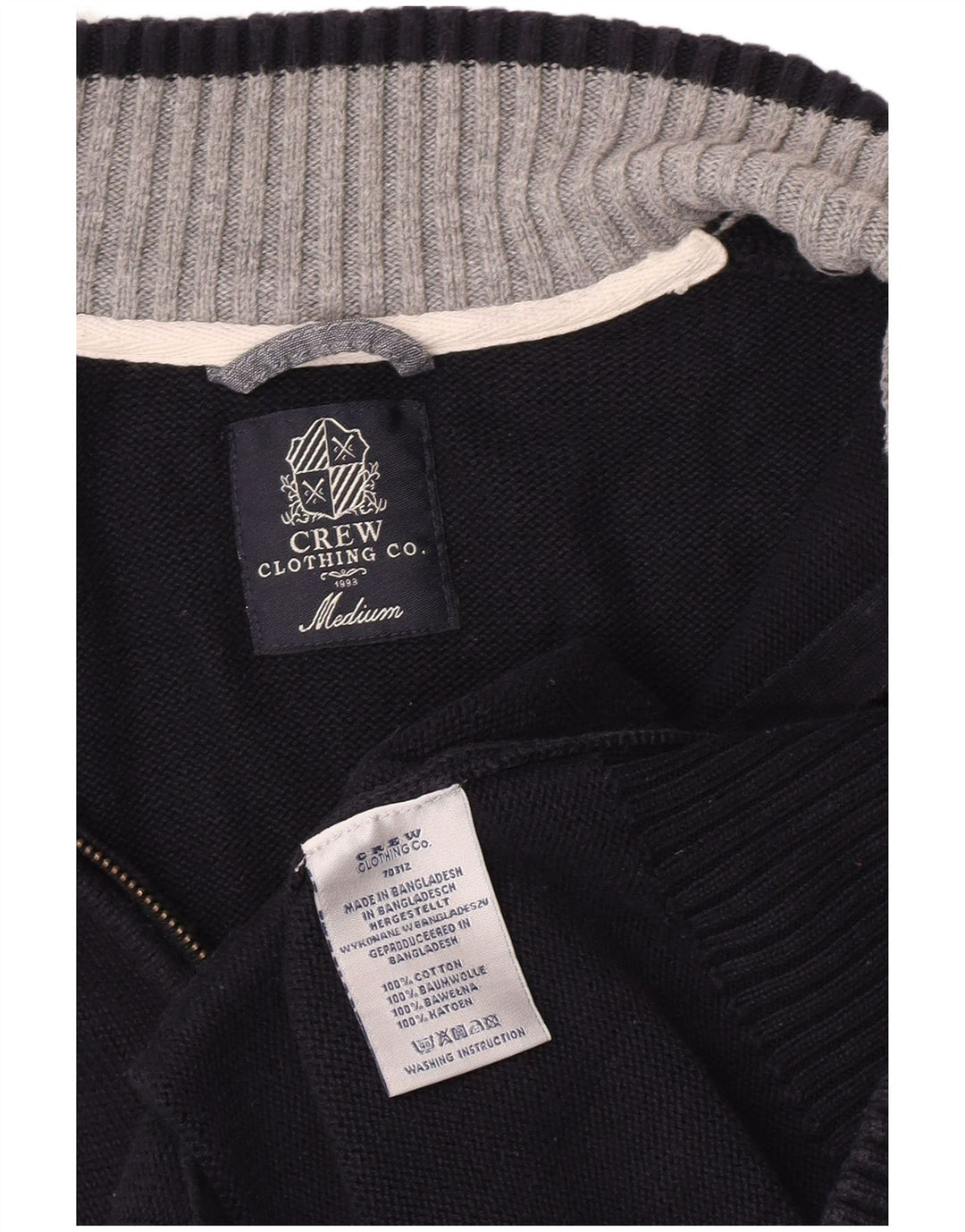 Crew Clothing Męski sweter rozpinany, średni granatowy, bawełniany
