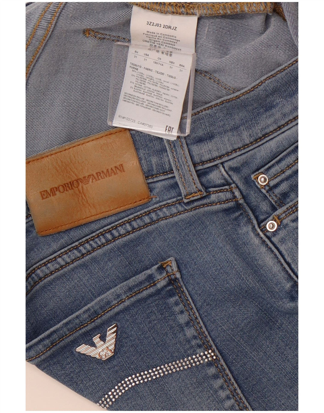 Damskie jeansy przycięte EMPORIO ARMANI W31 L25 Niebieski Lyocell